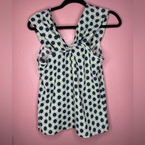 NWT Maeve by anthropologie Green & Blue Dot Off-the-Shoulder Tank Top